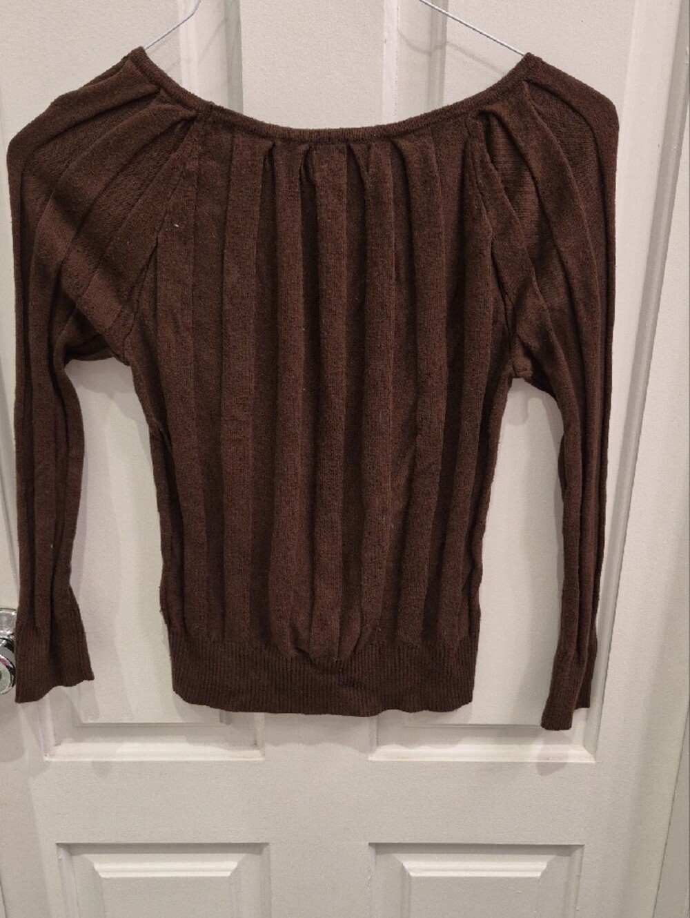 Joseph Brown Off-Shoulder Ribbed Knit Sweater - Picture 6 of 6